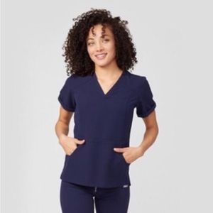 Figs “Flores” peplum top, small, navy